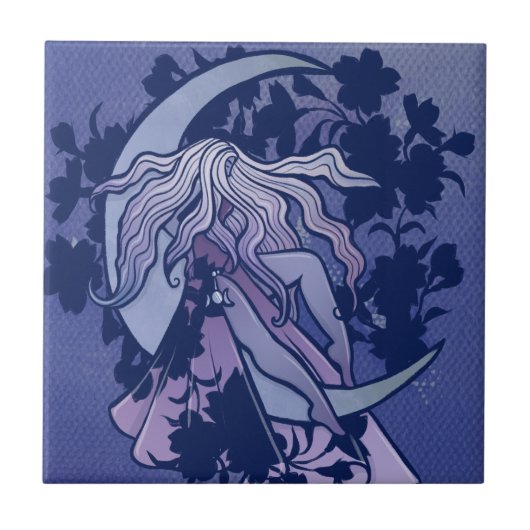 Carreau Goddess de lune violette Wiccan Triple Moon Symbol (Devant)