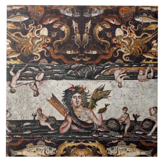 CARREAU GODDESS DE MER THALASSA, DRAGON DE SERPINS, DOLPHI (Devant)