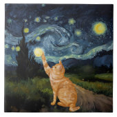 Carreau Gogh Kitty Starry Night Chat (Devant)