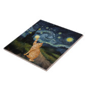 Carreau Gogh Kitty Starry Night Chat (Côté)
