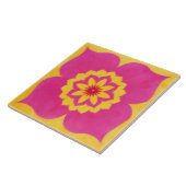 Carreau Gold and Pink Floral Art Decorative Tile (Côté)