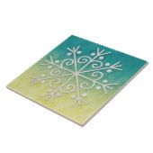 Carreau Gold Aqua Ombre Snowflake Winter Holiday Tile (Côté)