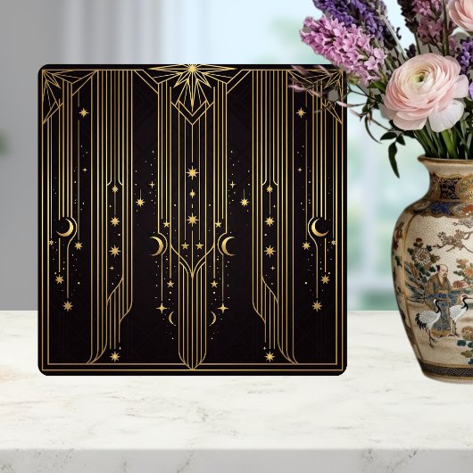 Carreau Gold Art Deco Celestial Stars Moons Pattern 