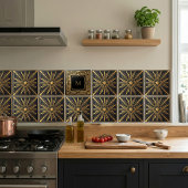 Carreau Gold Art Deco Monogram Black Personalized Luxury