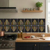 Carreau Gold Art Deco Skyscraper Silhouette Black Tile