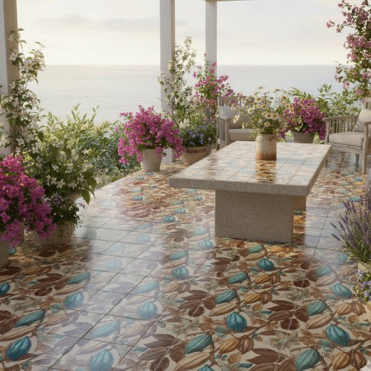 Carreau Gold Brown Turquoise Cacao Pattern