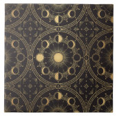Carreau Gold Celestial Sun Moon Phases Geometric Pattern (Devant)