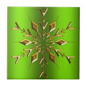 Carreau Gold Christmas Star sur Green