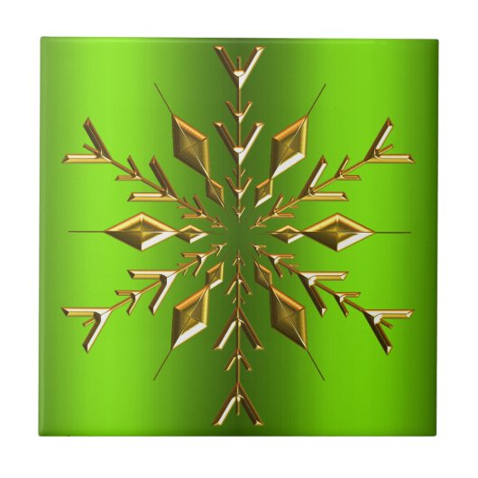 Carreau Gold Christmas Star sur Green (Devant)