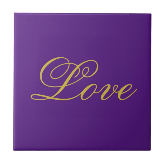 Carreau Gold Color Script Love Purple Mariage Calligraphie (Devant)