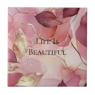 Carreau Gold Feuilles Bourgogne Blush Pink