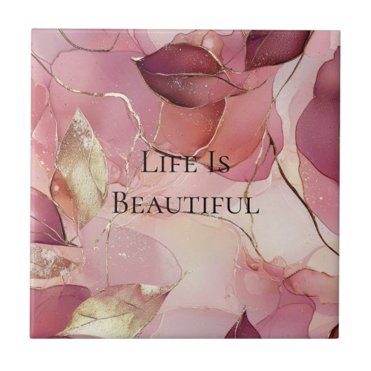 Carreau Gold Feuilles Bourgogne Blush Pink (Devant)