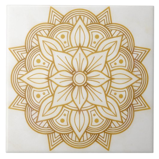 Carreau Gold Floral Symbol Art Square Tile (Devant)