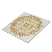 Carreau Gold Floral Symbol Art Square Tile (Côté)