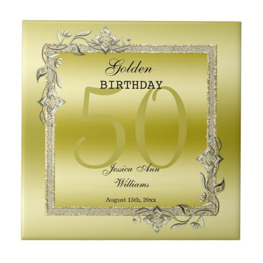 Carreau Gold Gem & Parties scintillant 50e Anniversaire d' (Devant)