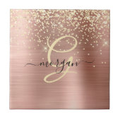 Carreau Gold Glitter, Gold Monogram, Black Script Name (Devant)
