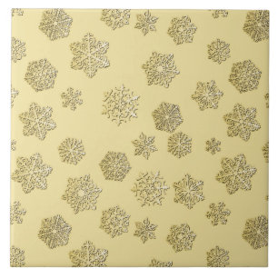Carreau Golden 3-d snowflakes on a gold background