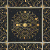Carreau Golden Celestial Luna Phases Alchemical Harmony