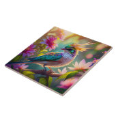 Carreau Golden Crested Green Headed Finch Imaginaire Oisea (Côté)