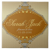 Carreau Golden Damask Dentelle fractale Mariage Keepsar (Devant)