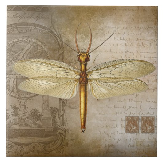 CARREAU GOLDEN DRAGONFLY TILE (Devant)
