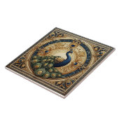 Carreau Golden Elegance Majestic Peacock Feather Art Deco (Côté)