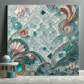 Carreau Golden Embellishment Aqua Blue Bubbles Mosaic Cool