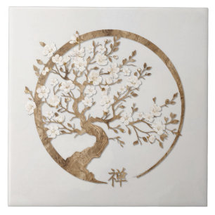 Carreau Golden Enso Zen Circle Sakura arbre