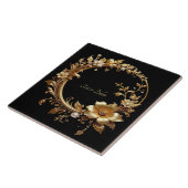 Carreau Golden Floral Ornate Frame Ceramic Tile (Côté)