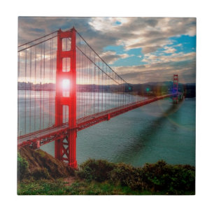 Carreau Golden gate bridge avec Sun brillant