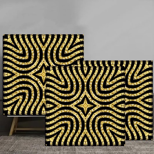 Carreau Golden Glitter Wave Pattern on Black