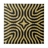 Carreau Golden Glitter Wave Pattern on Black (Devant)