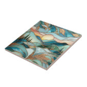 Carreau Golden Mountain Peaks Forest Stained Glass Art (Côté)