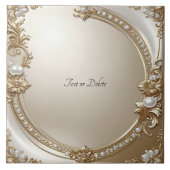 Carreau Golden Ornate Frame with Pearls Ceramic Tile (Devant)