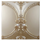 Carreau Golden Ornate Frame with Pearls Ceramic Tile (Devant)