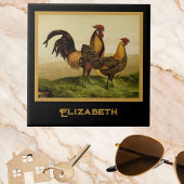 Carreau Golden Penciled Hamburg Roosters Black Monogram