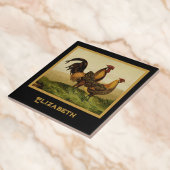 Carreau Golden Penciled Hamburg Roosters Black Monogram