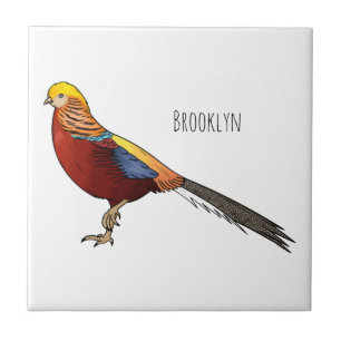 Carreau Golden pheasant bird cartoon illustration 