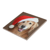 Carreau Golden retriever avec le casquette de Père Noël (Côté)
