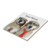 Carreau Golden Retriever avec lunettes Nerd (Côté)
