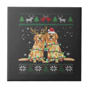 Carreau Golden retriever Chien de Noël laid Drôle de Noël