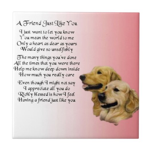 Carreau Golden Retriever - Friend Poem Tile (Devant)