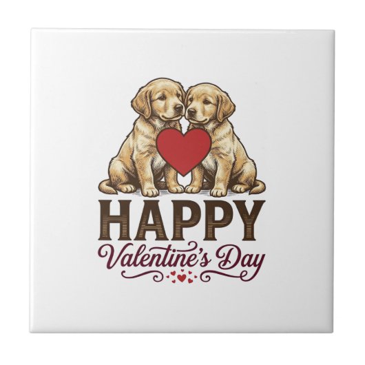 Carreau Golden Retriever Joyeuse Saint-Valentin (Devant)