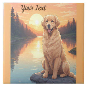 Carreau Golden Retriever par lac
