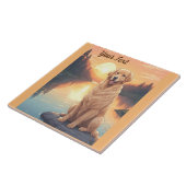 Carreau Golden Retriever par lac (Côté)