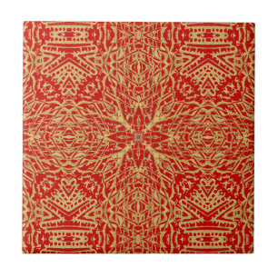 Carreau Golden rouge étoile design géométrique brillant