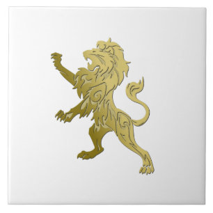 Carreau Golden Royal Lion sur carrelage en céramique blanc