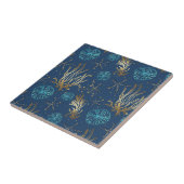 Carreau Golden Starfish & Coral Reef Motif sur Blue (Côté)