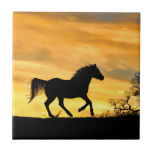 Carreau Golden Sunrise Runse Horse Art Tile