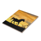Carreau Golden Sunrise Runse Horse Art Tile (Côté)